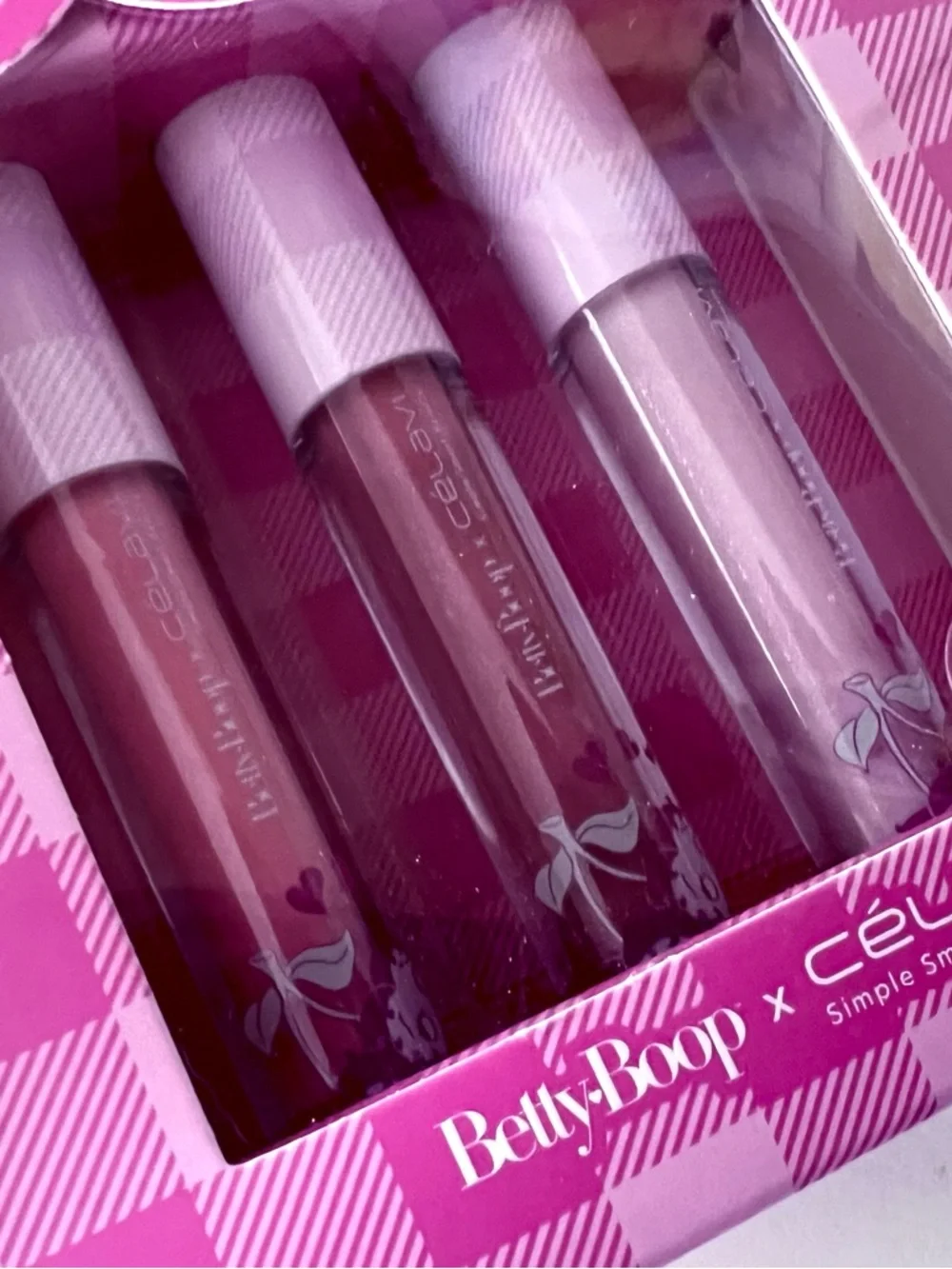 Betty Boop Cherry Bomb 3-Piece Pink Lip Gloss See